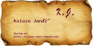 Kolozs Jenő névjegykártya